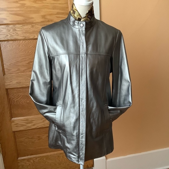 DANIER Metallic Italian Leather Jacket Removable Lining Size M - Picture 2 of 16